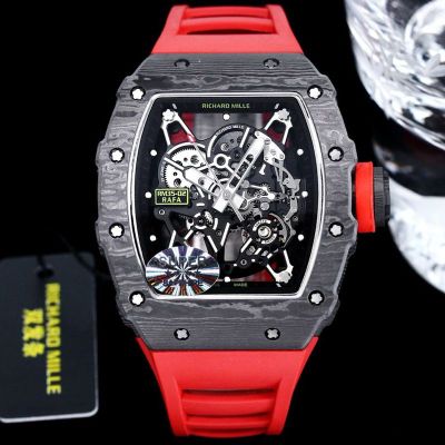 RICHARD MILLE RM35-02  Rafael Nadal Red Rubber Strap Carbon Fiber oysterflex bracelet for sale